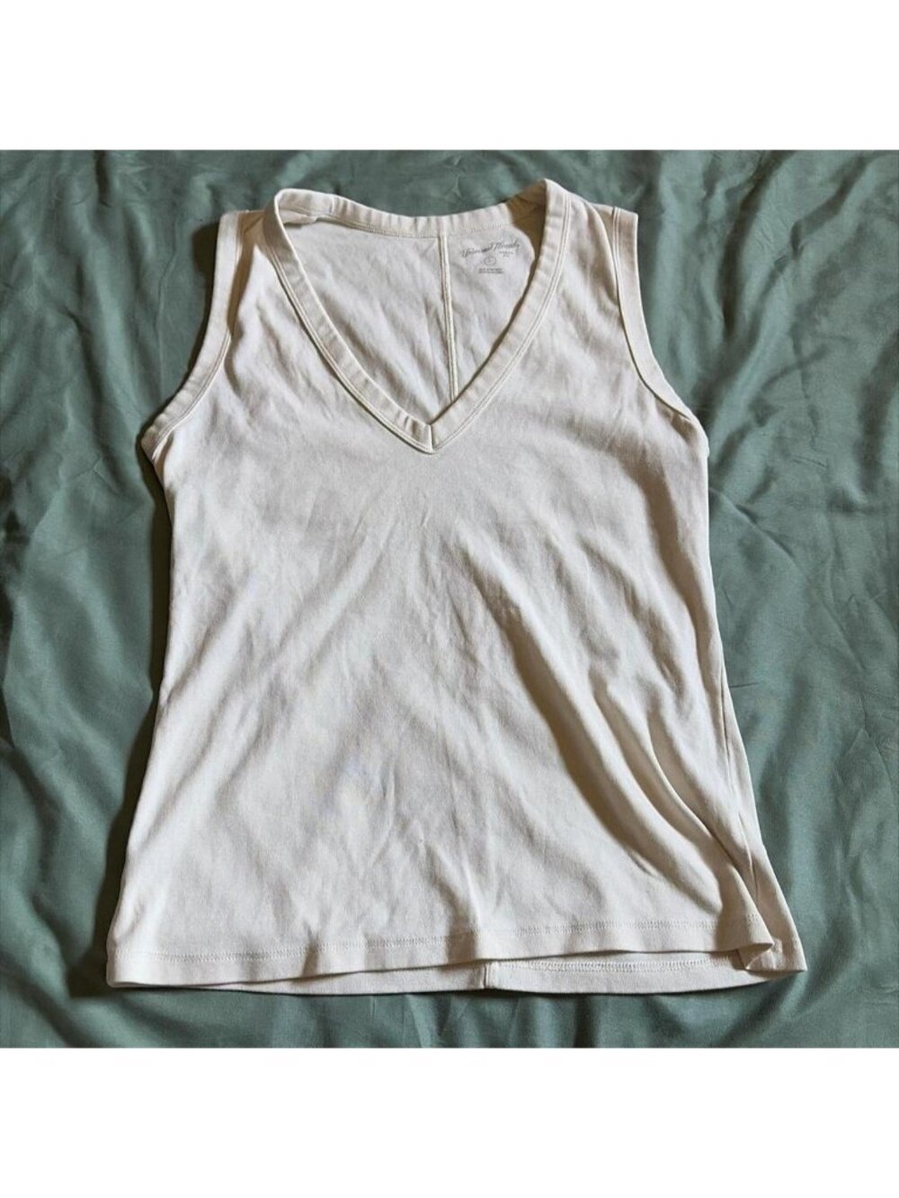 White cotton V-neck tank top universal threads